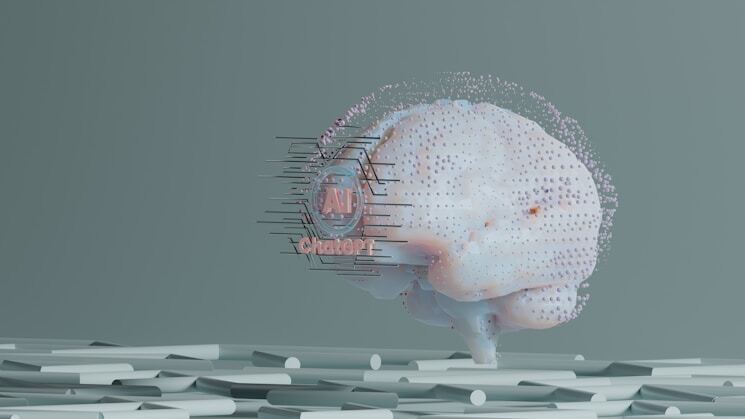 3D-rendered brain representing AI-driven systems. 3D-rendered brain representing AI-driven systems.